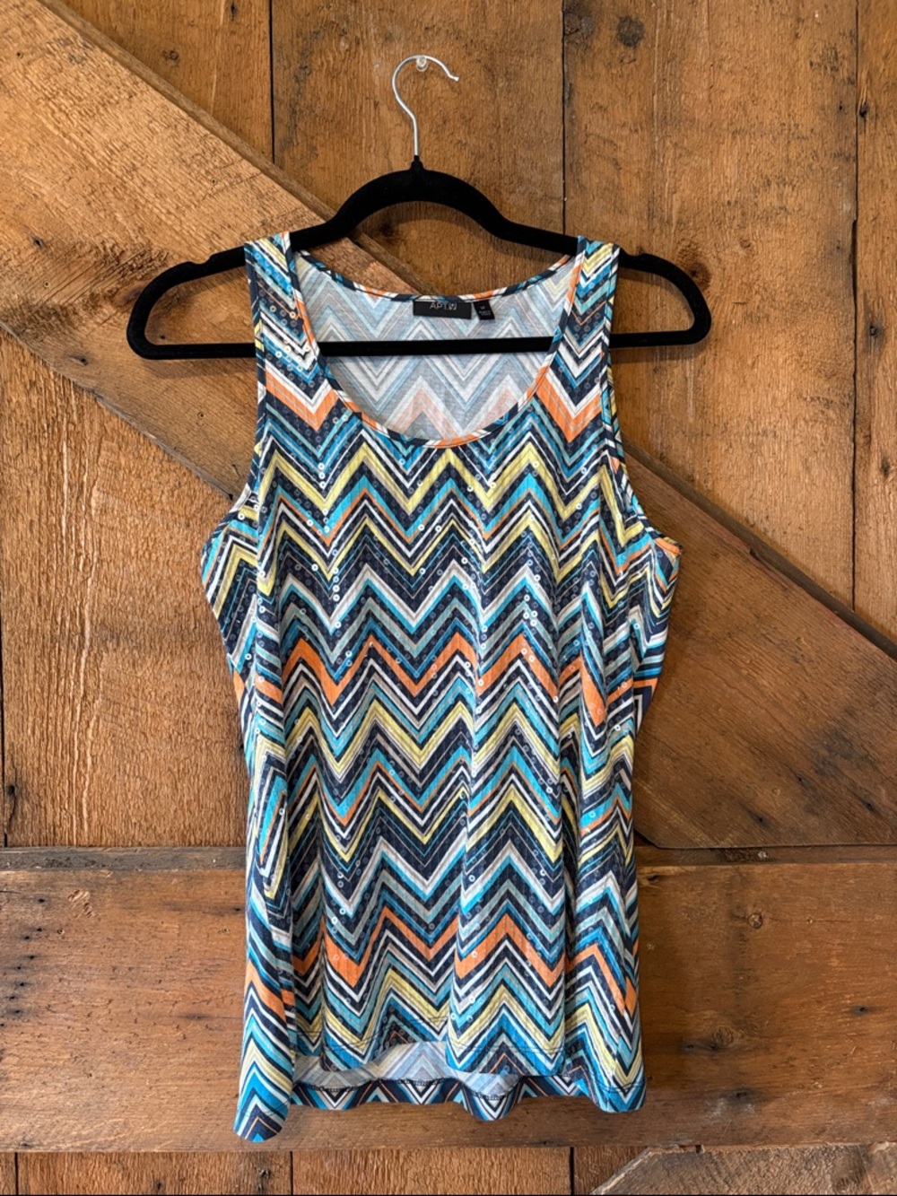 Apt. 9 Chevron Tank Top in Teal, Orange & Black